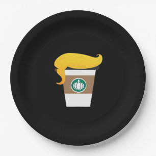 Trumpkin Spice Latte Funny Donald Joke Pumpkin Spi Paper Plate