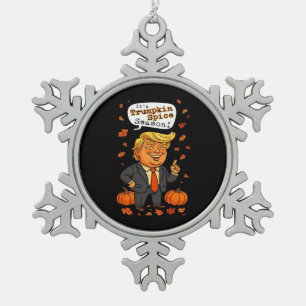Trumpkin Spice Season Classic Snowflake Pewter Christmas Ornament