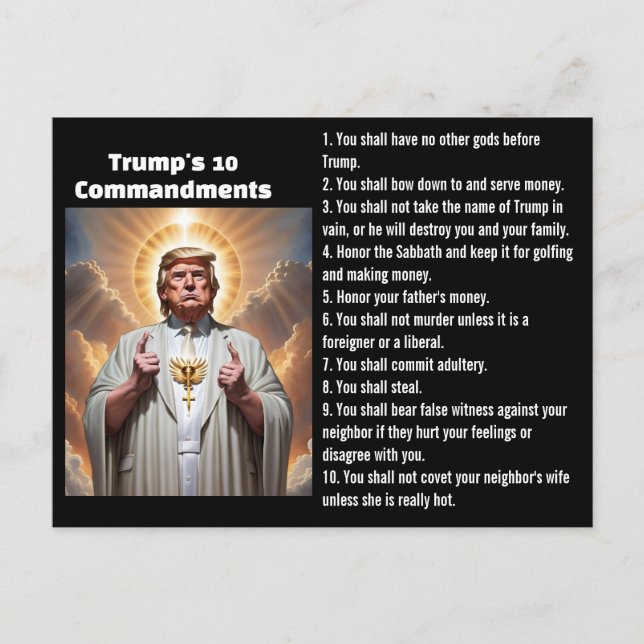 Trump's 10 Commandments Postcard (Front)