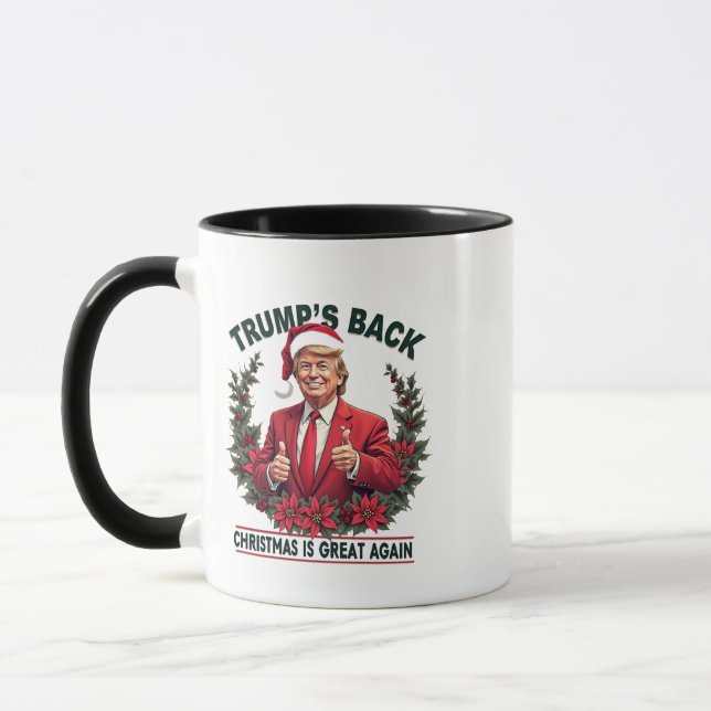 Trump's Back Christmas Is Great Again Santa Mug (Left)
