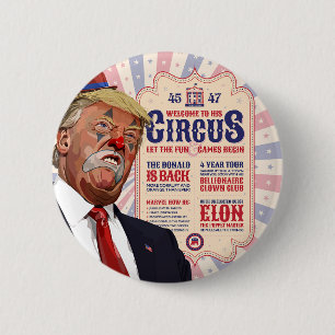 Trump's Clown Show Circus - Vintage Poster Design 6 Cm Round Badge