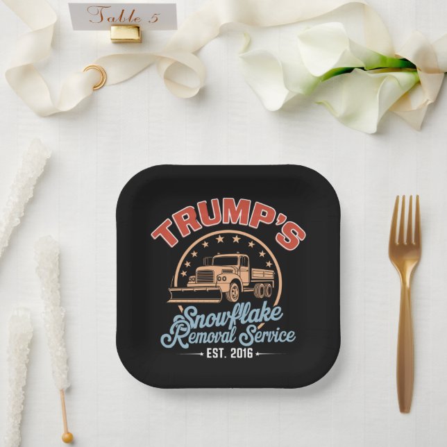 Trump's Snowflake Removal Service Trump 2024  Paper Plate (Wedding)