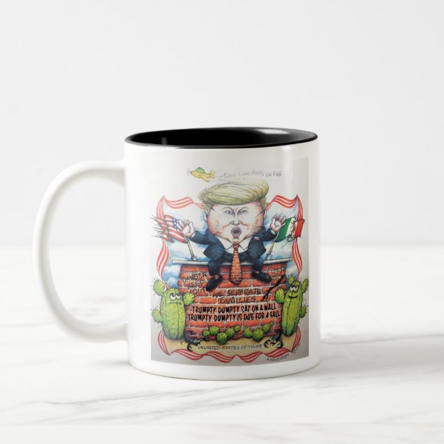 TRUMPTY DUMPTY SAT ON A WALL Two-Tone COFFEE MUG (Left)