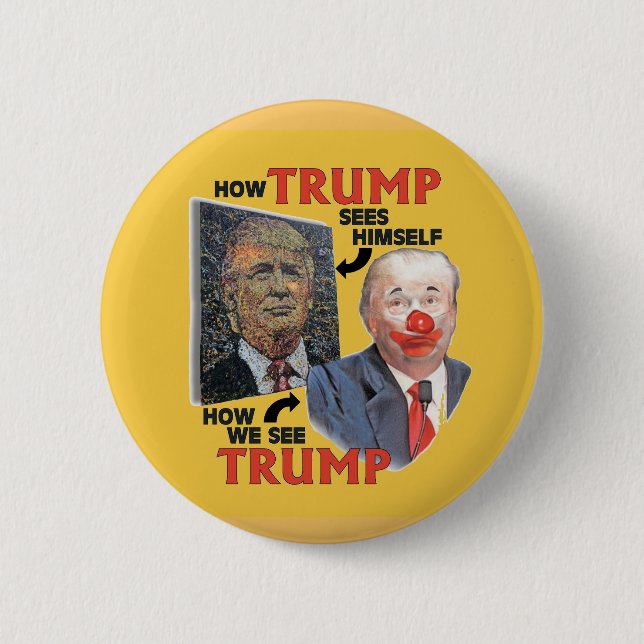 Trumpy The Clown 6 Cm Round Badge (Front)