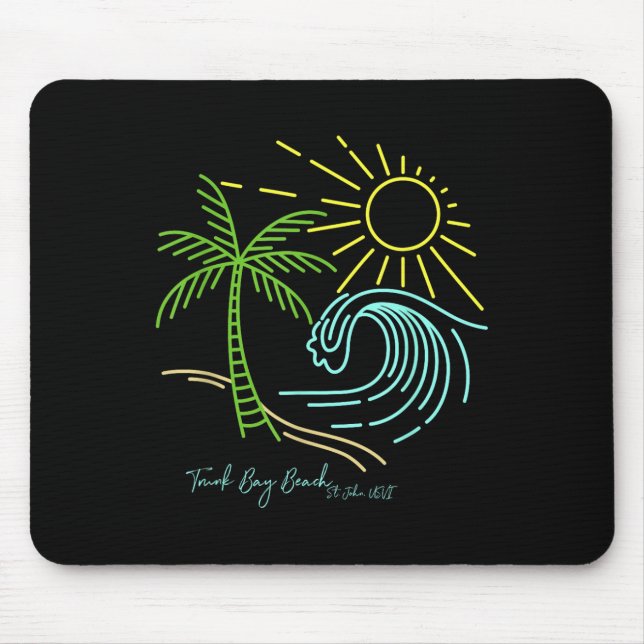 Trunk Bay Beach St John Usvi Bright Minimal Line A Mouse Pad (Front)