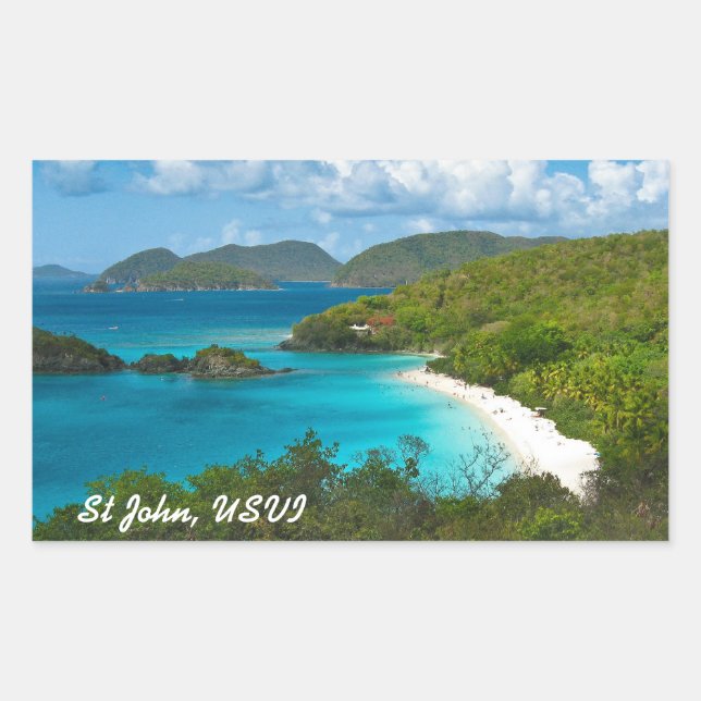 Trunk Bay, St John USVI Rectangular Sticker (Front)