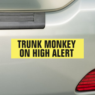 Trunk Monkey Funny Warning Car Bumper Sticker