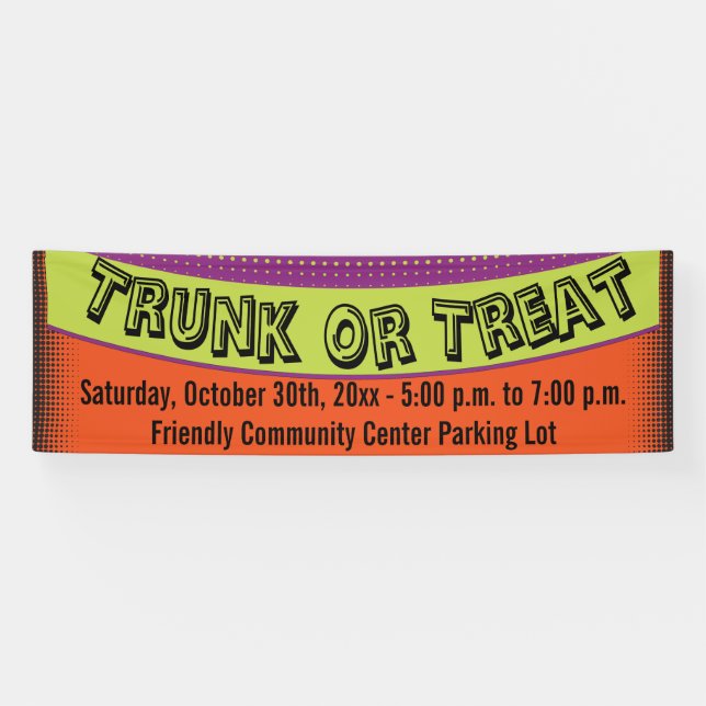 Trunk Or Treat Colourful Fun Banner (Horizontal)