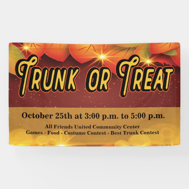Trunk or Treat Fall Autumn Harvest Leaves Banner (Horizontal)