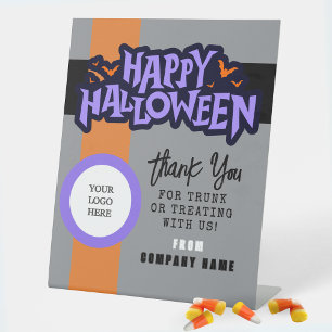 Trunk or Treat Grey Halloween Business Thank You Pedestal Sign