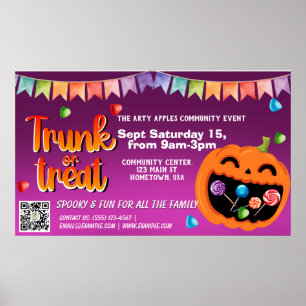 Trunk or Treat Halloween Banner qr code Poster