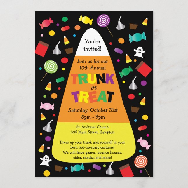 Trunk or Treat Halloween Candy Invitation (Front)