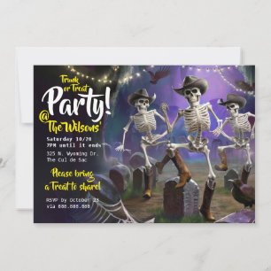 Trunk or Treat Halloween Dance Party, Skeletons Invitation