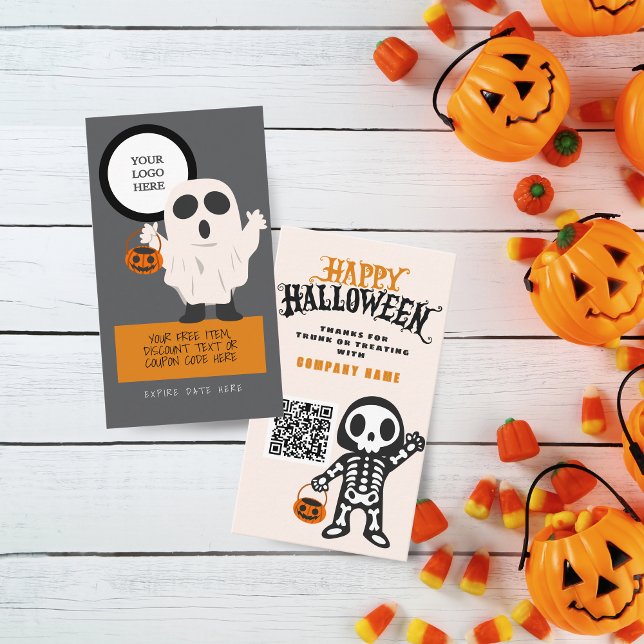 Trunk or Treat Halloween Ghostly Guests Business Card (Trunk or Treat Halloween Coupon Business Cards Pack of 100. Ghost and Skeleton Design)
