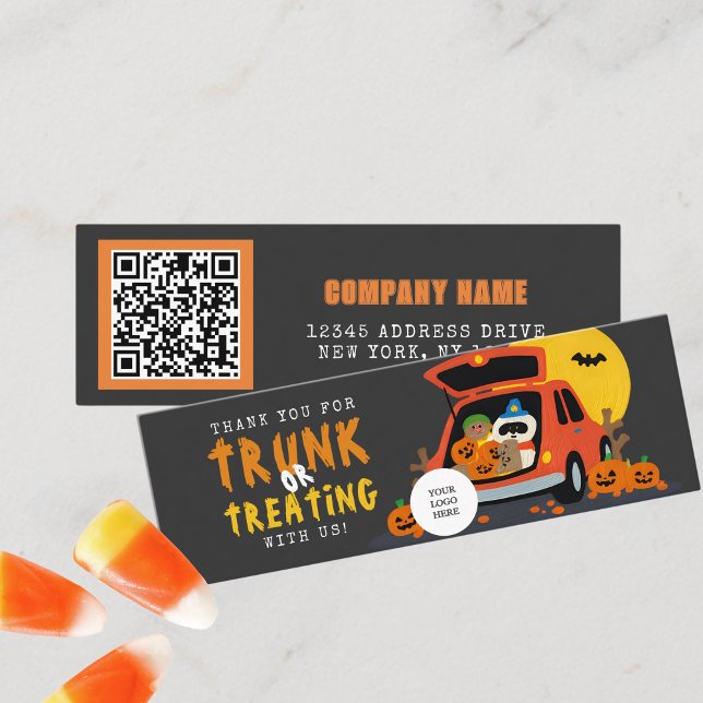 Trunk or Treat Halloween Ghoulish Guest Thank You  Mini Business Card (Mini Trunk or Treat Business QR Thank You Cards for Trick or Trunk or Treating. Pack of 100)