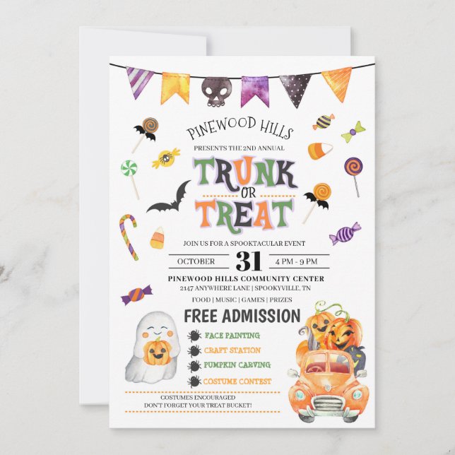 Trunk Or Treat Halloween Invitation (Front)