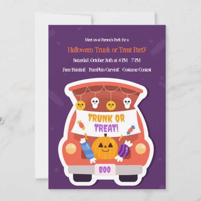 Trunk Or Treat Halloween Invitation (Front)