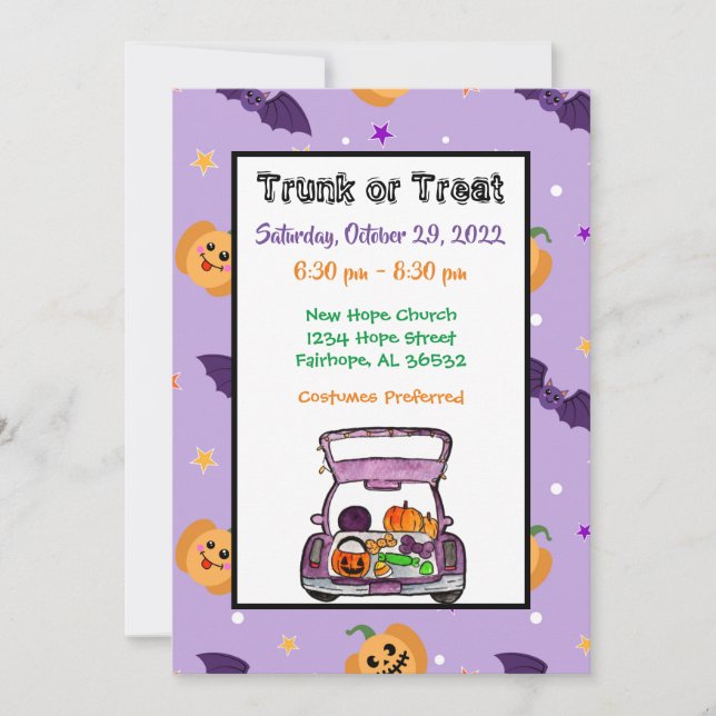 Trunk or Treat Halloween Invitation (Front)
