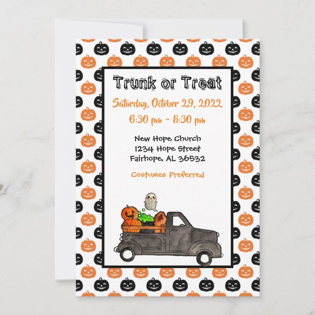 Trunk or Treat Halloween Invitation (Front)