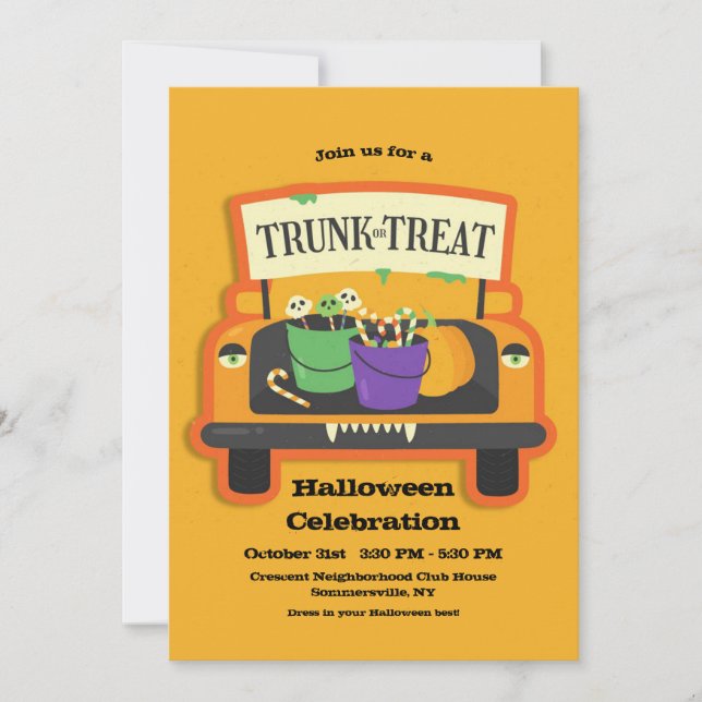 Trunk Or Treat Halloween Invitation (Front)