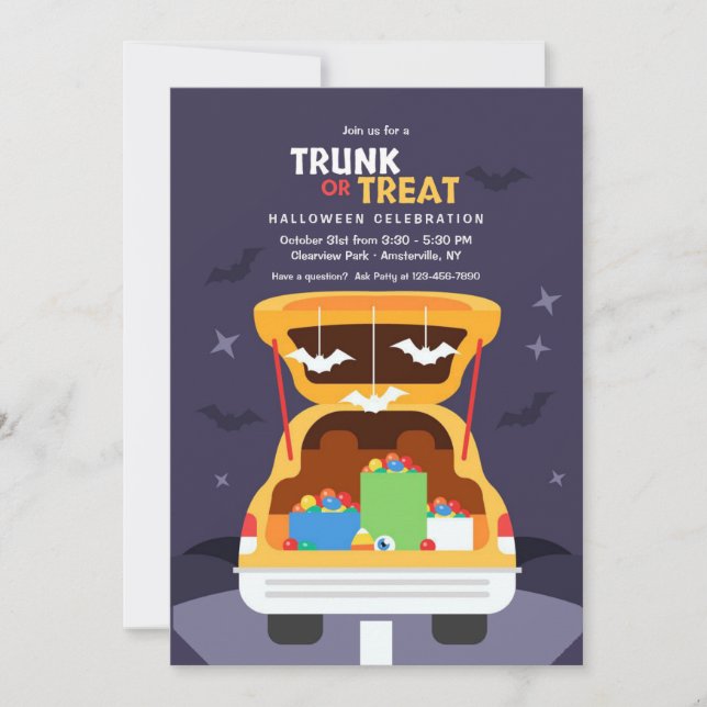 Trunk Or Treat Halloween Party Invitation (Front)