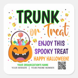 Trunk or Treat Halloween QR Code Treat Square Sticker