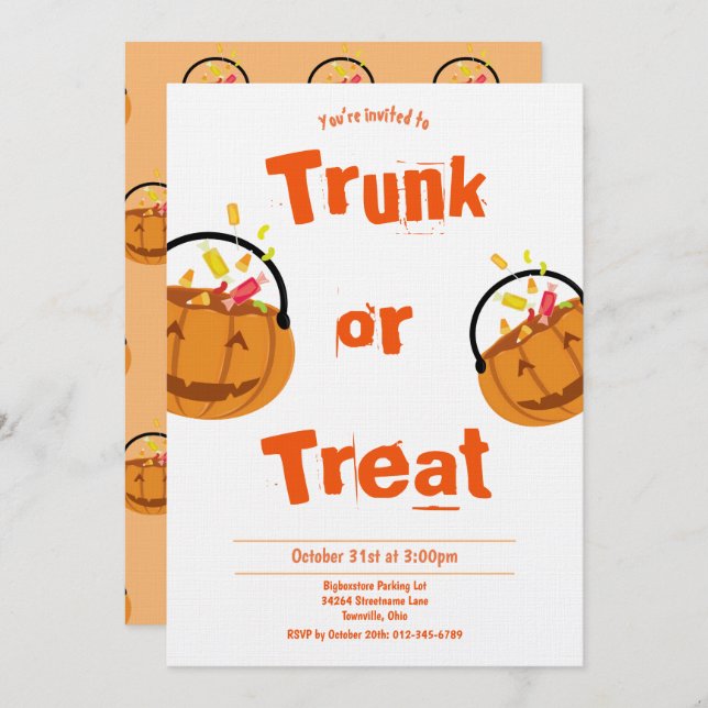 Trunk or Treat Kid’s Halloween Invitation (Front/Back)