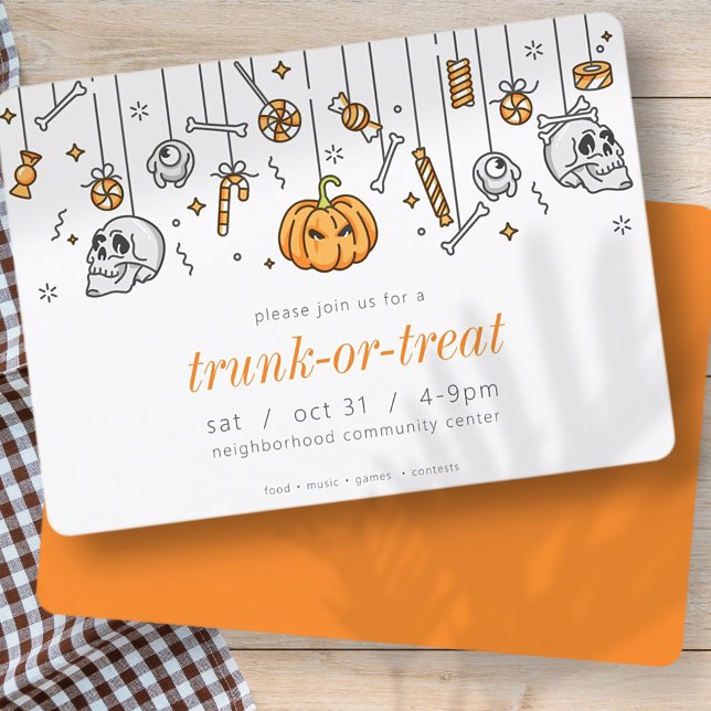 Trunk or Treat Modern Chic Halloween Party Invitation (Creator Uploaded)