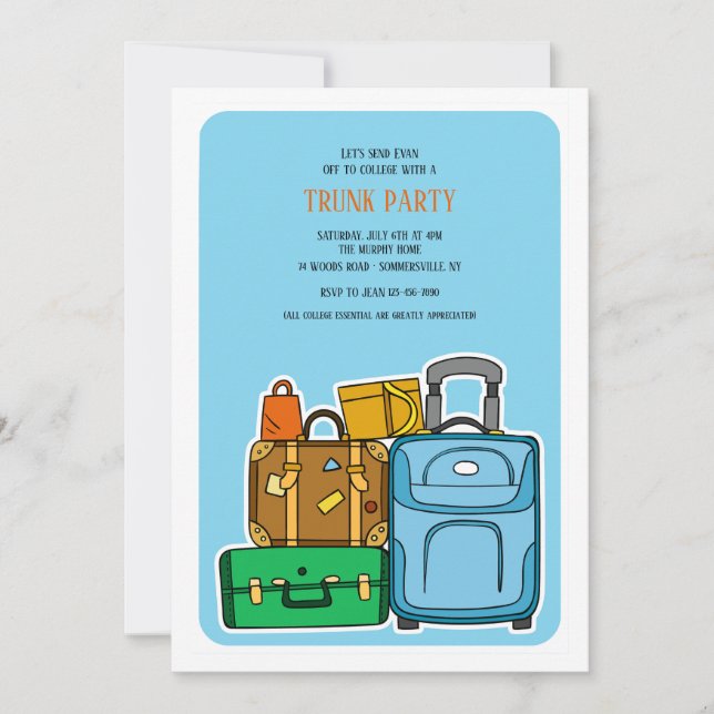 Trunk Party Hand Drawn Invitation (Front)