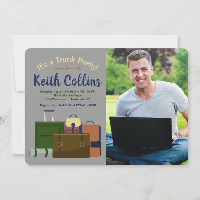 Trunk Party (Male) Photo Invitation (Front)