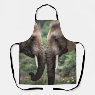 "Trunk to Trunk: A Gentle Elephant Embrace"  Apron
