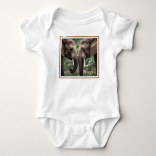 "Trunk to Trunk: A Gentle Elephant Embrace"  Baby Bodysuit