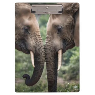 "Trunk to Trunk: A Gentle Elephant Embrace" Clipboard