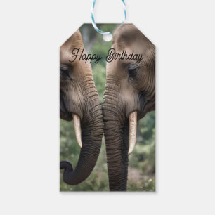 "Trunk to Trunk: A Gentle Elephant Embrace" Gift Tags