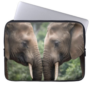 "Trunk to Trunk: A Gentle Elephant Embrace" Laptop Sleeve