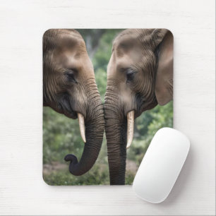 "Trunk to Trunk: A Gentle Elephant Embrace" Mouse Pad