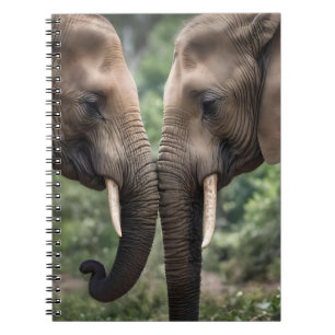 "Trunk to Trunk: A Gentle Elephant Embrace" Notebook