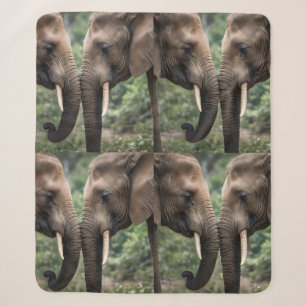 "Trunk to Trunk: A Gentle Elephant Embrace" Sherpa Blanket