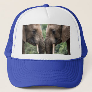 "Trunk to Trunk: A Gentle Elephant Embrace" Trucker Hat