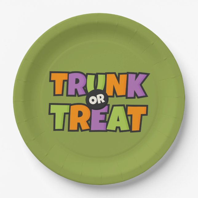 Trunk Treat QR Code Business Corporate Party Event Paper Plate (Front)