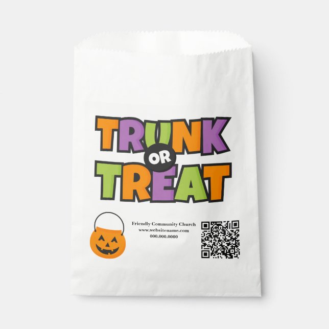 Trunk Treat QR Code Church Community Event Favour Bag (Front)