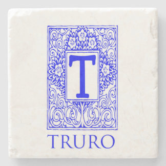 Truro Blue Monogram  Stone Coaster