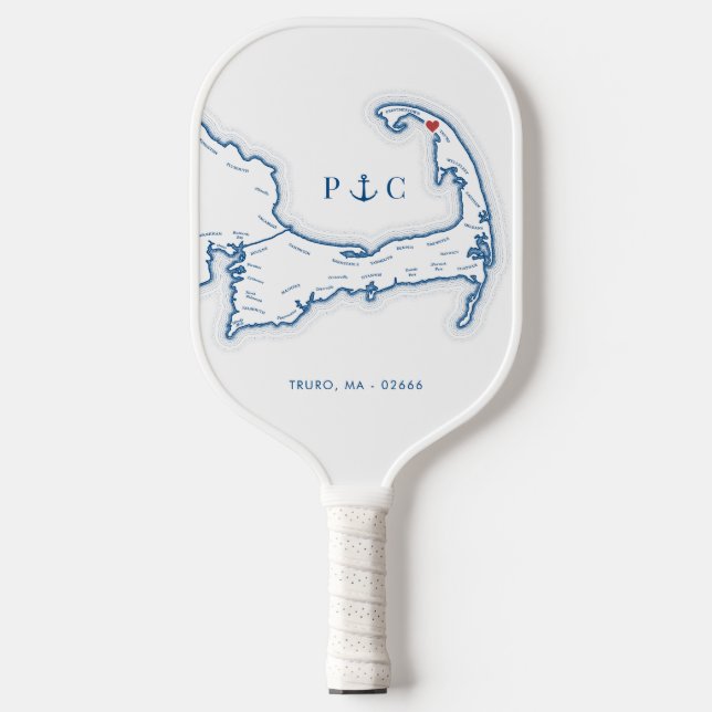 Truro Cape Cod Navy Blue Monogram Pickleball Paddle (Front)