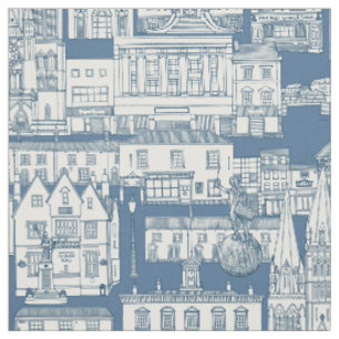 Truro toile cobalt denim fabric