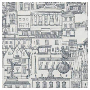 Truro toile indigo pearl fabric