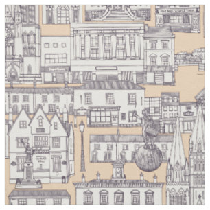 Truro toile mulberry sand fabric
