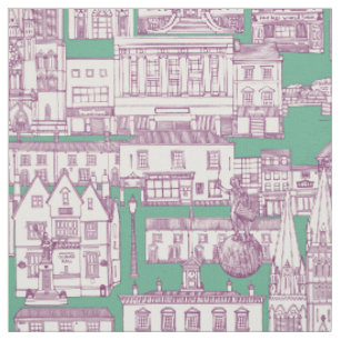 Truro toile purple peppermint fabric