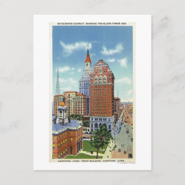 Trust Bldg and Travelers Tower View Postcard (Front)