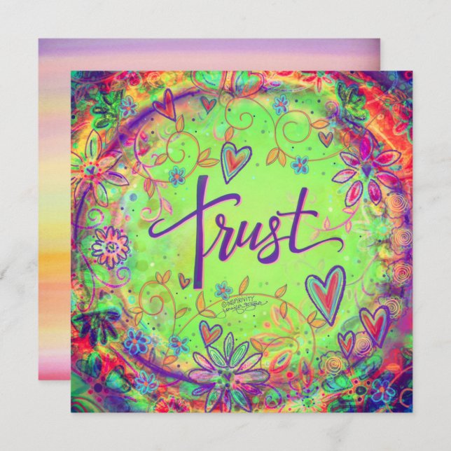 Trust BoHo Floral Encouragement Inspirational Thank You Card (Front/Back)