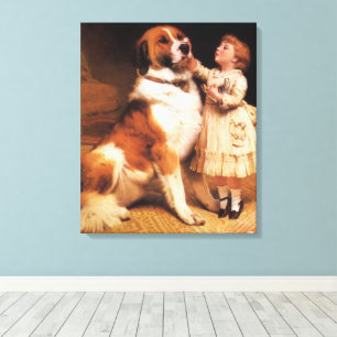Trust by Charles Burton Barber, Saint Bernard Dog Canvas Print